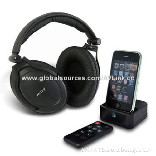 Crystal Clear Voice 3-channel RF Wireless Stereo Headphones with iPod Transmitter and Remote Control